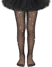 Olreco Girls Black Tights for Fishnet 1-7 Years, Sparkle