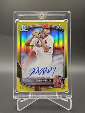Chen-Wei Lin /75 Auto 2025 Bowman Chrome 1st Yellow Refractor Autograph #CPACL