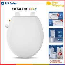Round Bidet Toilet Seat Plastic White Non-Electric Dual Nozzle Easy Install