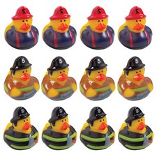 Firefighter Rubber Duckies - Party Favors - Resue Toys - 12 Pieces