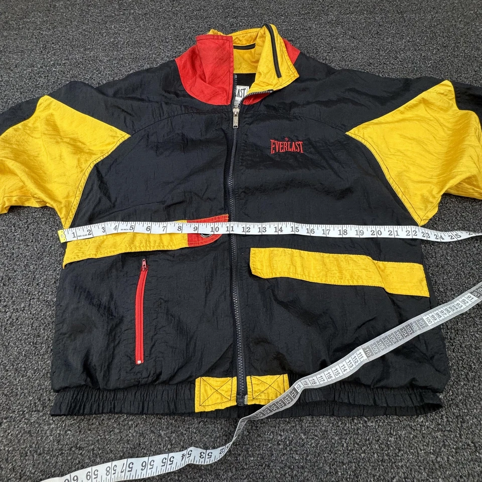 Jaqueta Everlast Vintage Masculina Pequena Preta Amarela Vermelha Colorblock Quebra-Vento Anos 90 - Imagem 4 de 4