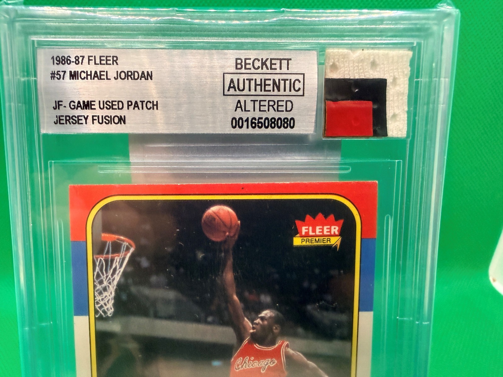1986-87 Fleer Michael Jordan #57 Rookie Card Jersey Fusion Authentic Altered RC view 2