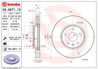 2X Brembo Bremsscheibe 09.A971.11 FüR Chevrolet Opel Saab