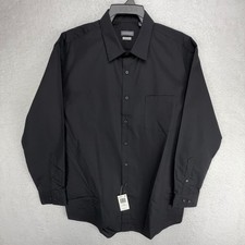 Van Heusen Regular Fit Wrinkle Free Dress Shirt Black Mens 17.5 34/35 XL NWT