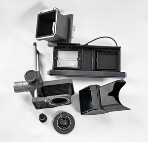 POLAROID MP-4  4X5/PACK SYSTEM: SLIDING 4X5 PLATFORM, 2 LENSES, 2 HOLDERS, MORE+