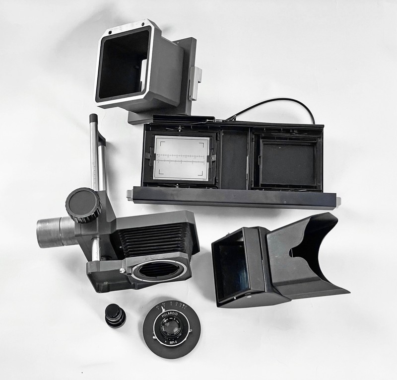 POLAROID MP-4  4X5/PACK SYSTEM: SLIDING 4X5 PLATFORM, 2 LENSES, 2 HOLDERS, MORE+