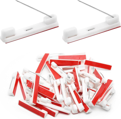 #ad Self Adhesive Safety Pin 50PCS 1.45 Inche White Adhesive Flat Back Bar Pins for $10.69
