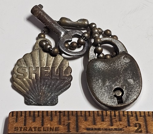 Vintage Shell Gas Oil Lost Key Finder Fob Padlock Key St Louis SSN