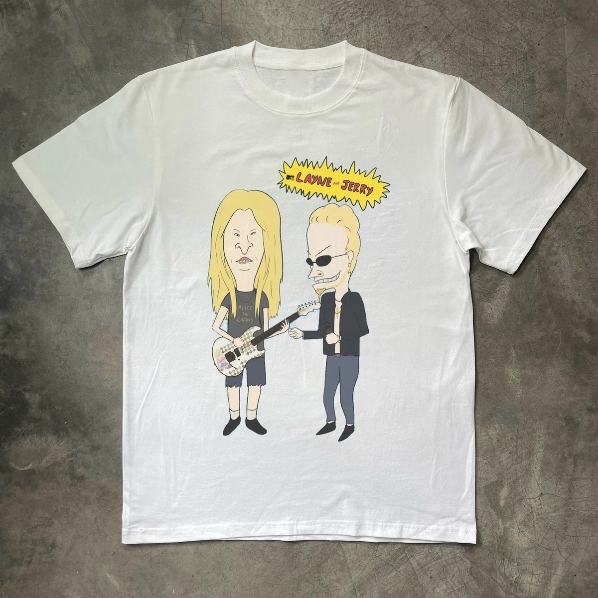 Alice In Chains Layne Staley & Jerry Cantrell Cartoon Unisex White 