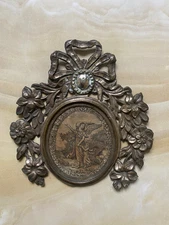 Cornice in Argento con Fiori e incisione con Angelo 19 X 18 cm