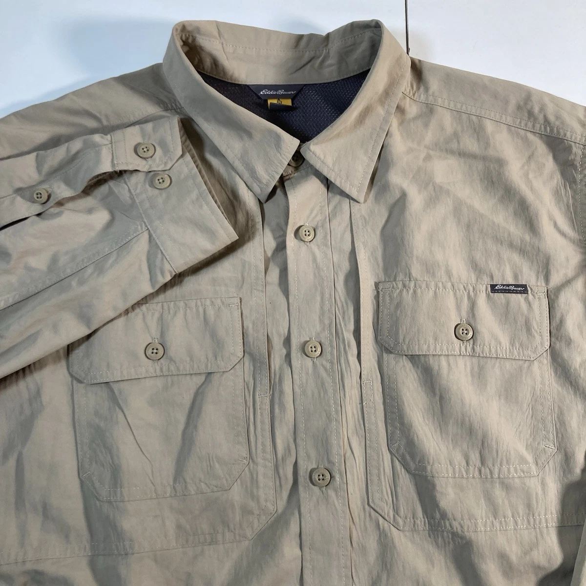 Chemise De Pêche Eddie Bauer Manches Courtes - Verte - Taille M - 100% Coton - NEUF