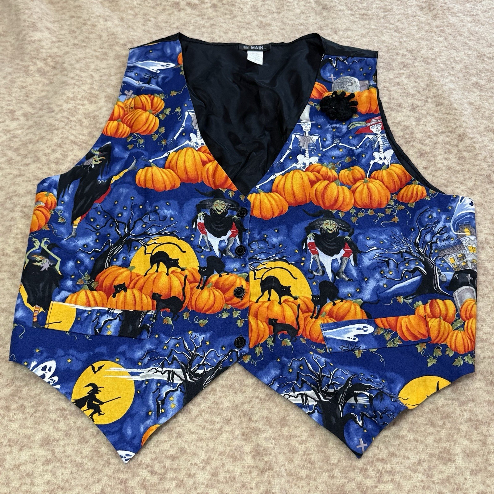 Vintage 111 Main Halloween Vest 2X Pumpkin Witch