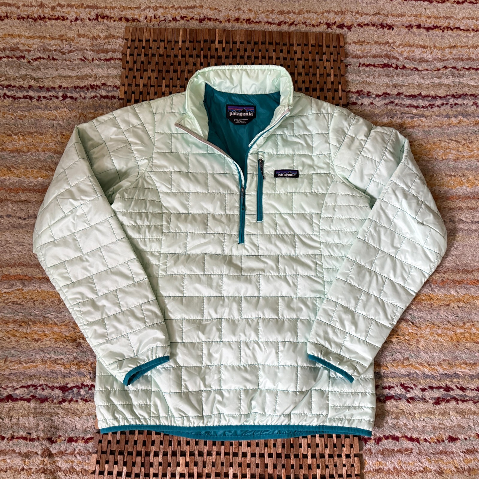 Patagonia Nano Puff Ultralight Puffer Jacket 1/4 Zip Green Women's Large L