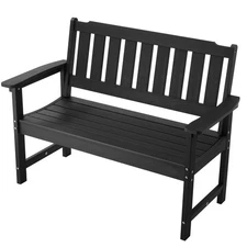 Uimoso Outdoor Patio Bench 50.5“ Weather-Resistant Plastic 800 lbs Capacity Blac