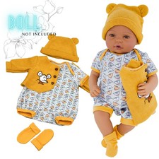 Reborn Clothes Set for 20'' Baby Doll Boy Mustard Mouse Design Outfit BiBi Doll