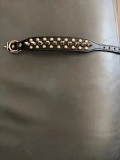 Genuine Leather Black And Silver Studded Dog Collar For Small To Medium Dog
