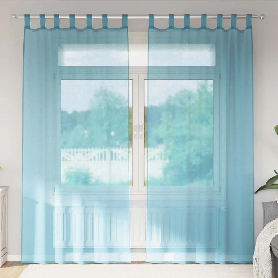 Rideaux en voile avec passe-tringles 2 pcs turquoise rideau en filet vidaXL - Photo 4/4
