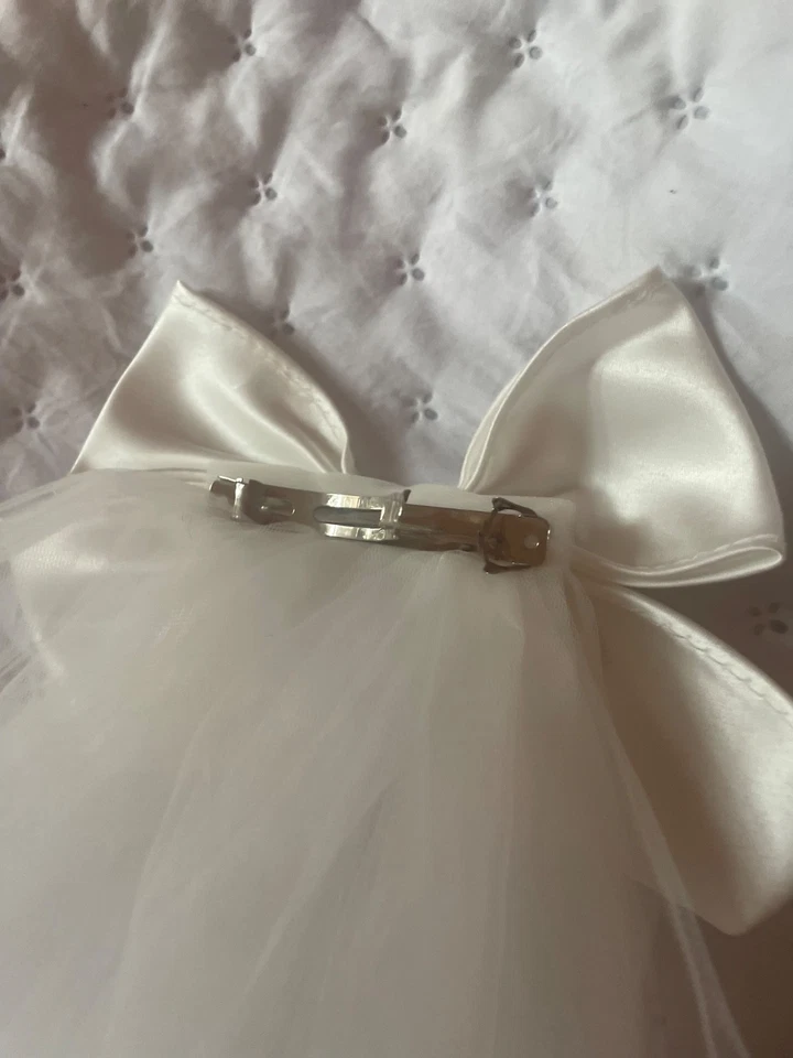 Haarschleife , Braut, Schleier, Party, Hochzeit, weiss, Tüll, Satin, nagelneu - Bild 3 von 4