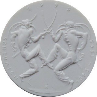 Meissen Porzellan Medaille Karlsruhe Porzellanhaus Reiss 1995