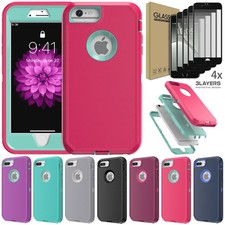 For Apple iPhone 6s/6s Plus Phone Case Rugged Cover 3in1 Layers / Tempered Glass