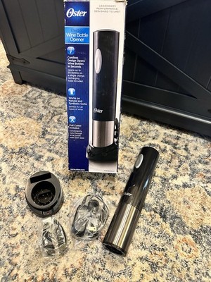 Oster Cordless Electric Wine Bottle Opener w/Foil Cutter, Black Opened Box