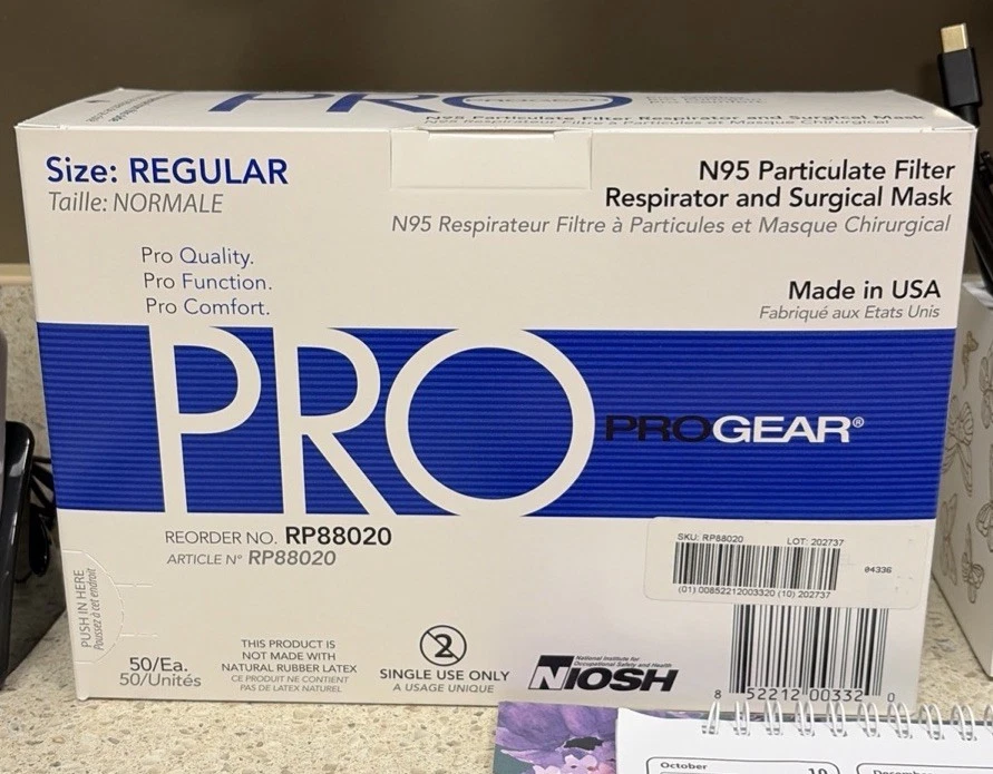 PROGEAR N95 Particulate Filter Respirator and Surgical Mask 50/ea
