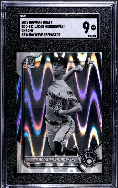 2022 Bowman Jacob Misiorowski 1st Bowman Chrome B&W RayWave Refractor SGC 9