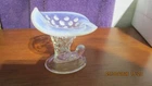 Vintage Fenton Opalescent Hobnail cornucopia bud vase