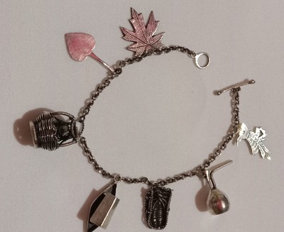 Antique Chinese Export .800 Silver Charm Bracelet Primitive Unique Design Est. 