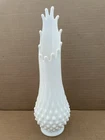 Vintage FENTON Milk White Hobnail Glass Swung Vase MCM