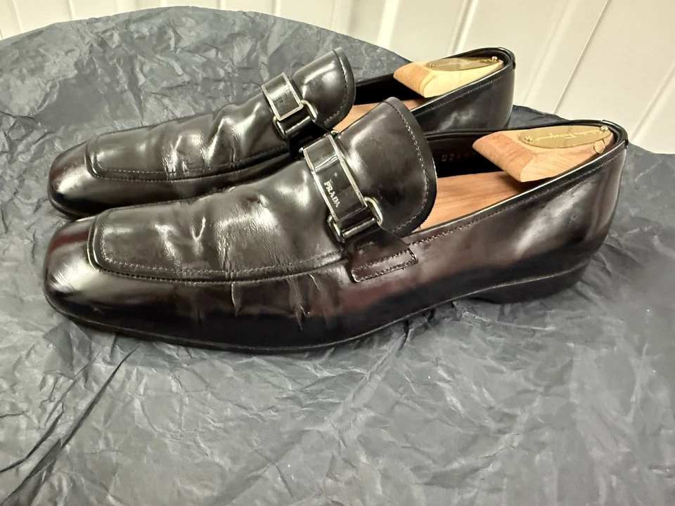 Prada mens loafers casual dress black leather $940 MSRP - Image 2 of 4