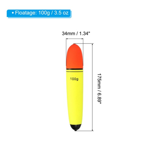 3.5oz Fishing Slip Bobbers, 2 Pack EVA Fishing Float, Yellow - Picture 2 of 6