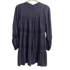 Old Navy Size Small Navy Blue Pintucked Tiered Ruffle Dress 