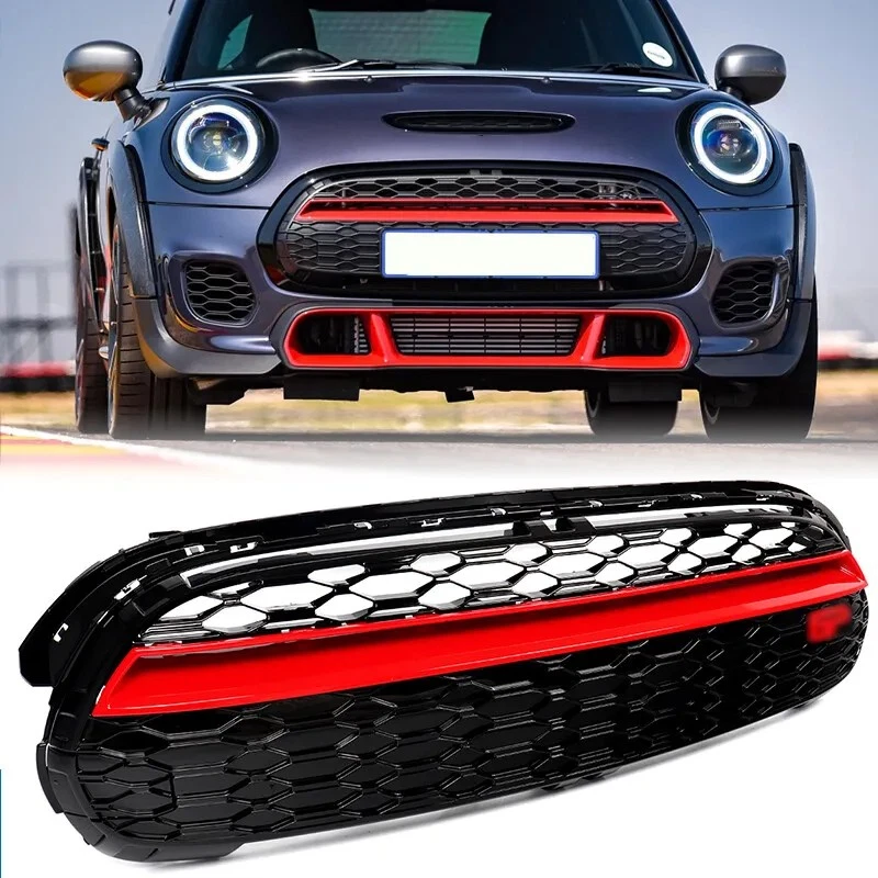 GLOSS BLACK RED FRONT GRILLE REPLACEMENT FOR 2014-2021 MINI COOPER F55 F56 F57 - Image 2 of 4