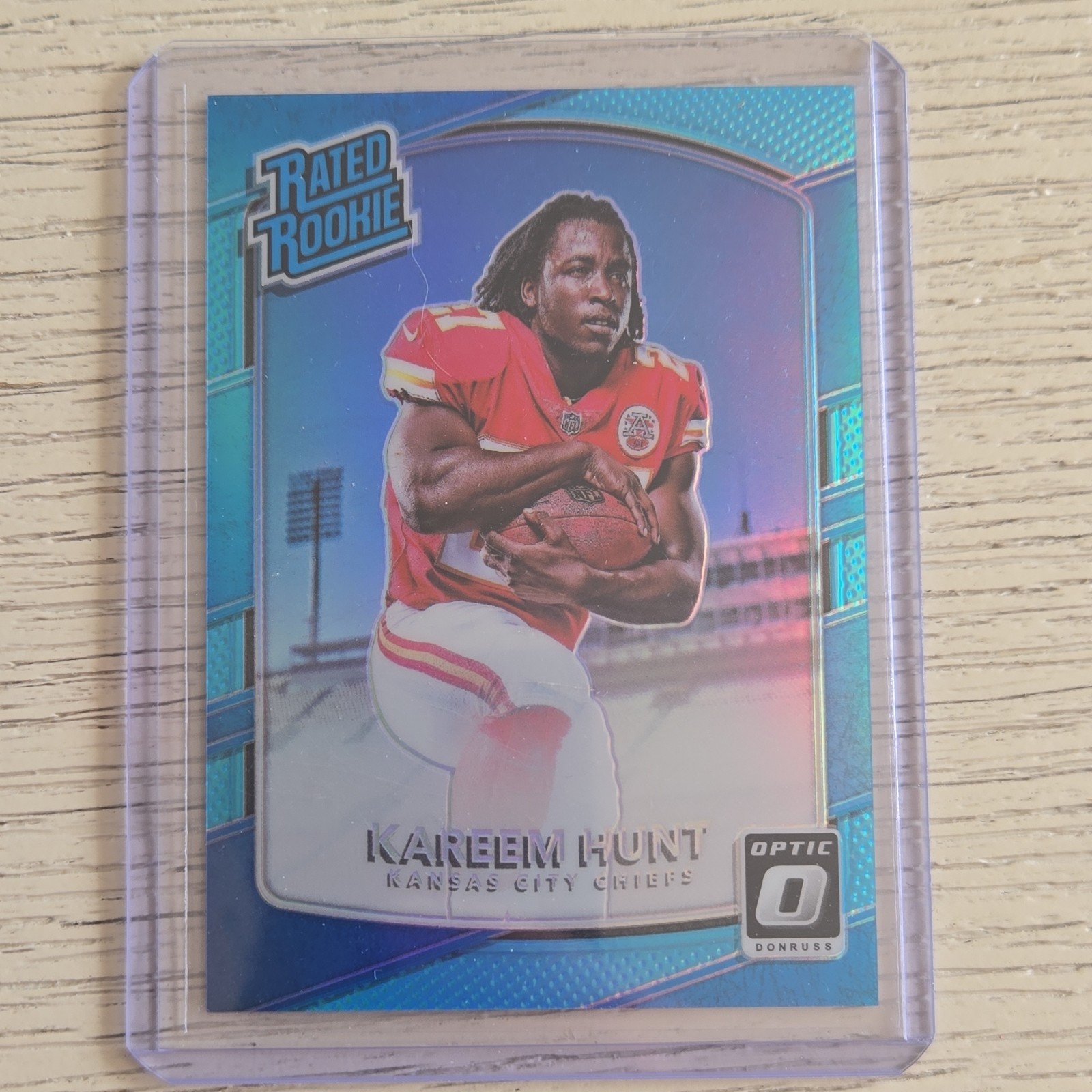 2017 Panini Donruss Optic Rated Rookie Kareem Hunt #182 Aqua Prizm /299 Chiefs