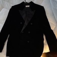 Saint Laurent Paris Men s Double Breasted Black Velvet Dinner Jacket US Size 42
