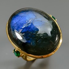 Handmade 25 ct Natural Labradorite Ring 925 Sterling Silver Size 6.75 /R435658