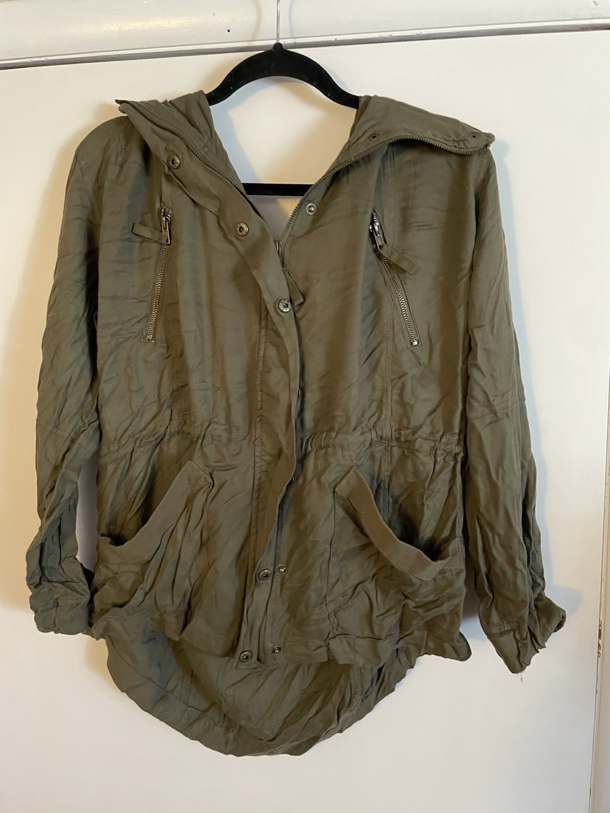 Women’s Ashley International Outerwear Utility Jacket Olive Green Size Large
