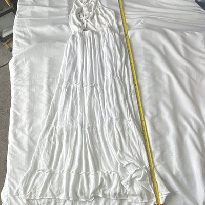 Justify White Solid Smocked Ruffle Strapless Sleeveless Maxi Dress Pullover XL