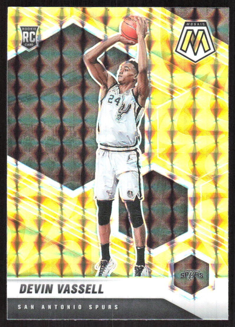 3128H 2020-21 Panini Mosaic #221 Devin Vassell Mosaic Reactive Yellow