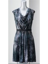 Simply Vera | Vera Wang | Gray Floral Cowl Neck Midi Dress