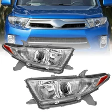 For 2011-2013 Toyota Highlander Chrome Headlight Amber Pair L+R Set Corner Lamp 