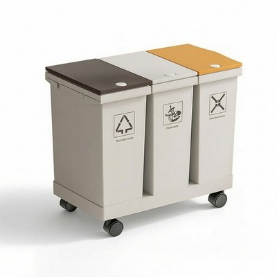 Sorting Trash Can with Lid Press-Open Waste Container with Lid