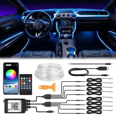 HI-PIONEER 10M RGB 8 LED Car Interior Ambient Guide Light Strip Decor Atmosphere Door Light