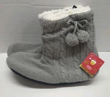 Joe Boxer Women's Gray  Bootie Boot Slippers  Sz 4-10-K-Mart- Christmas Gift NEW