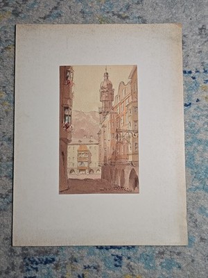 Vintage Watercolor Signed Austrian Painter Joseph Ritter herzog friedrich straße