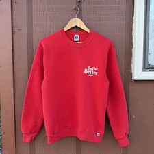 Vintage 90s Russell Athletic Red Hotel Crewneck Sweatshirt Made In USA Medium
