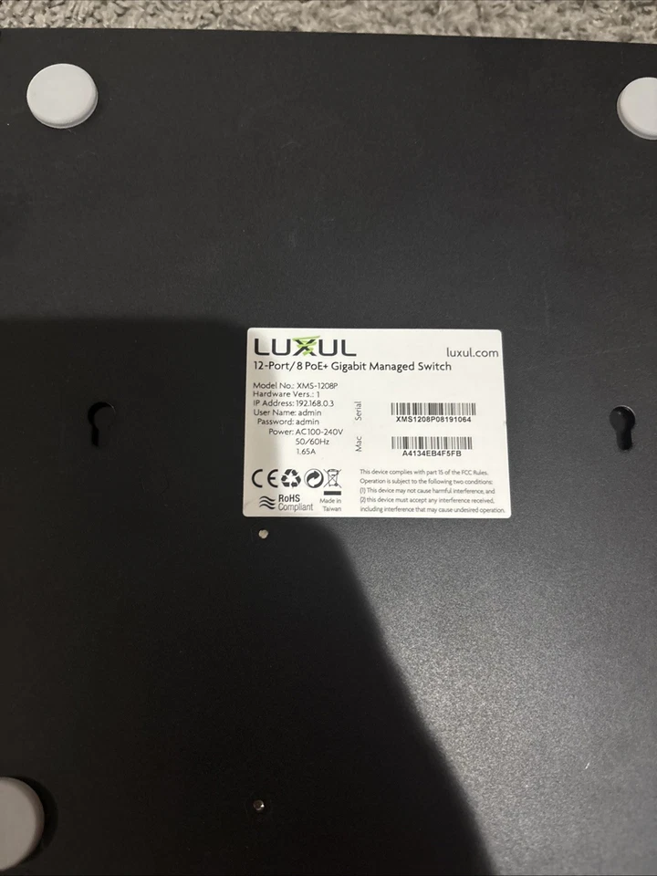 Luxul XMS-1208P 12-Port/8 PoE+/SFP Gigabit Managed Switch Black - Image 3 of 4