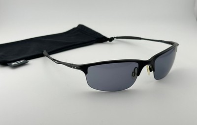 VTG Oakley Halfwire 2.0 Black Metal Half Rim Sunglasses 57-19-122