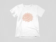 Dahlia Flower Line Art T-Shirt | Vintage Botanical Tee | Floral Graphic Shirt